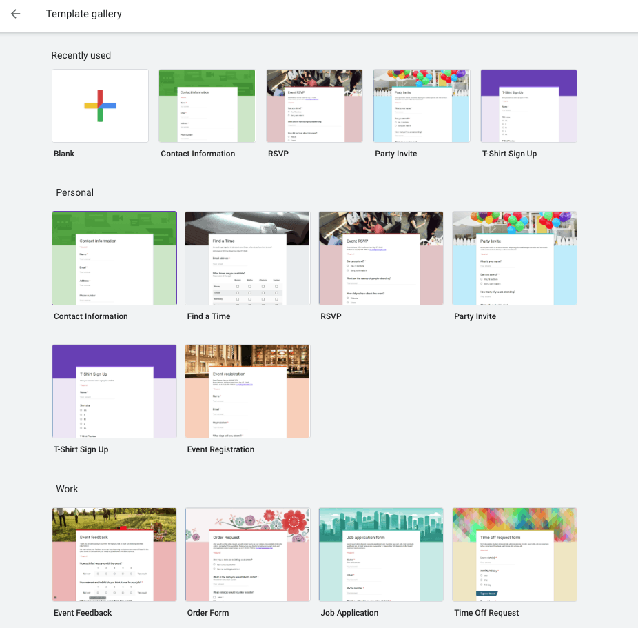 Template Google Formulir