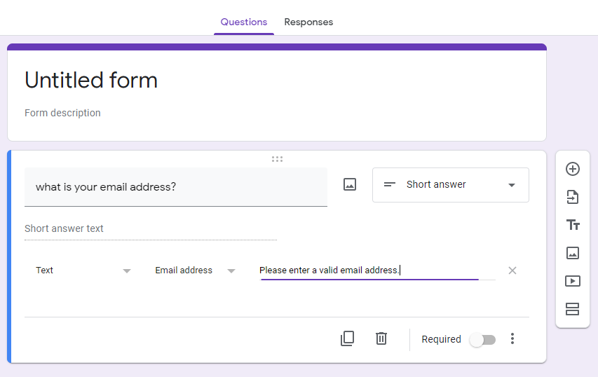 atur pertanyaan yang diperlukan di Google Form