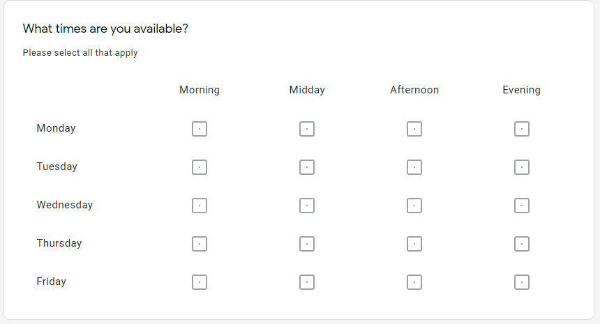 Kotak centang survei Google Formulir