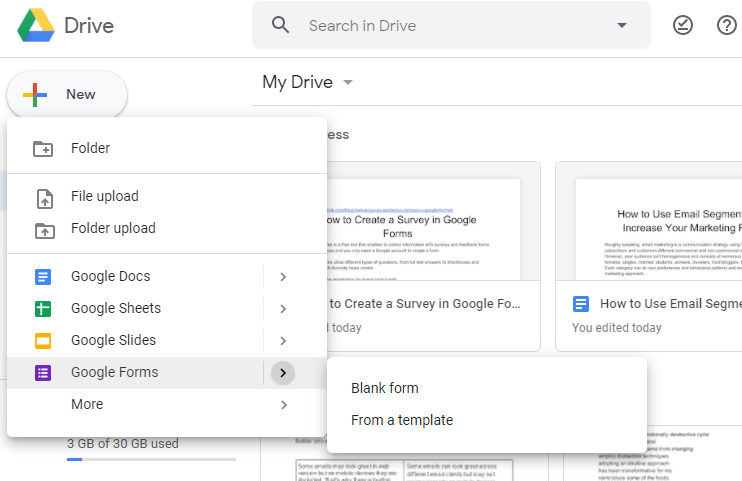 buat survei Google Formulir baru