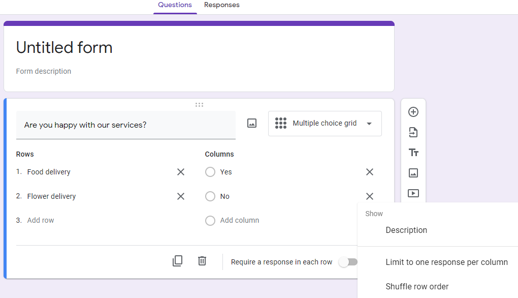 Kotak pilihan ganda survei Google Formulir