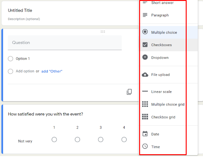 Jenis pertanyaan survei Google Formulir