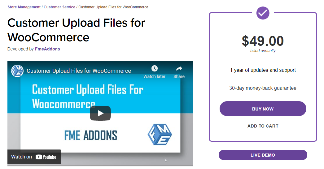 Plugin WooCommerce de téléchargement de fichier client