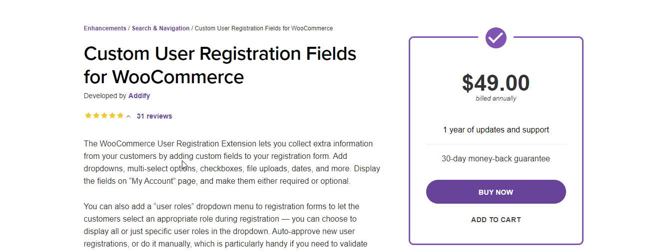 Plugin de înregistrare WooCommerce de Addify