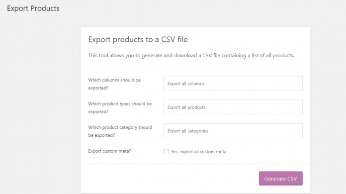 Produse de export WooCommerce