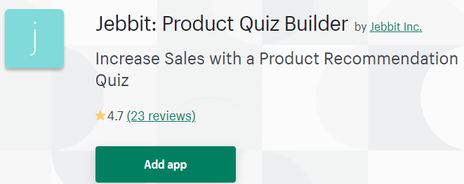 Constructeur de quiz de produit Jebbit