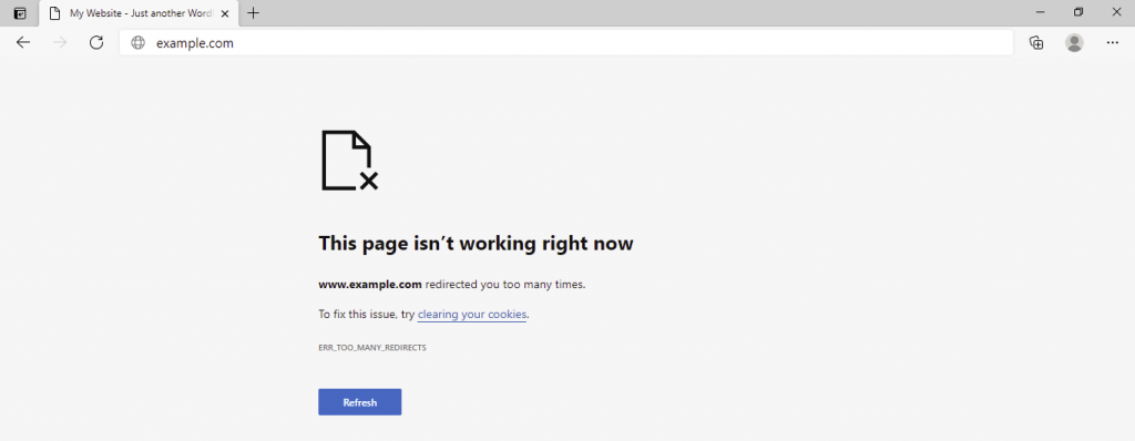 eroare Microsoft Edge prea multe redirecționări