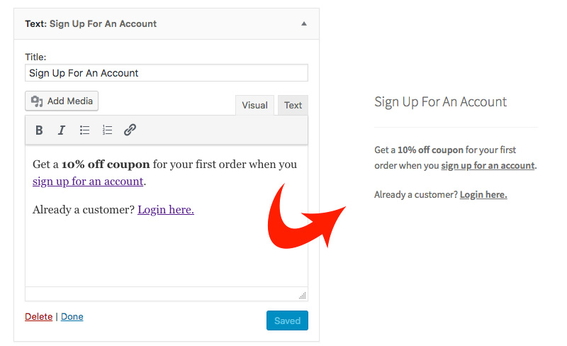 WooCommerce Sign Up Sidebar Widget