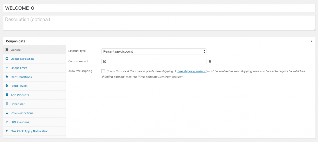 WooCommerce Welcome Coupon General Settings
