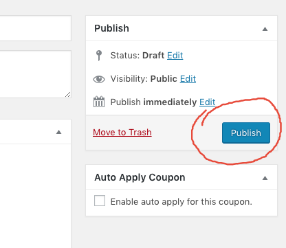 WooCommerce Welcome Coupon Publish