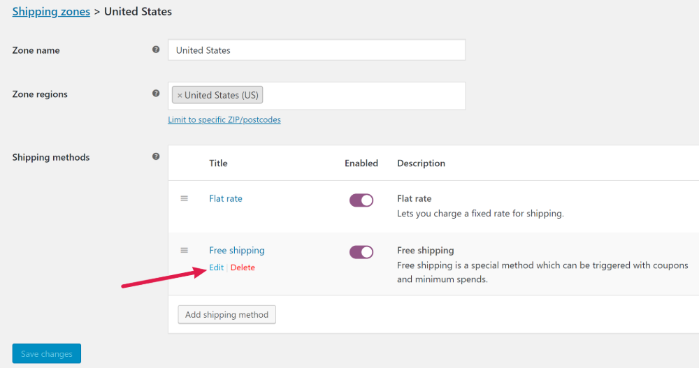 WooCommerce Free Shipping Coupon Edit free shipping method