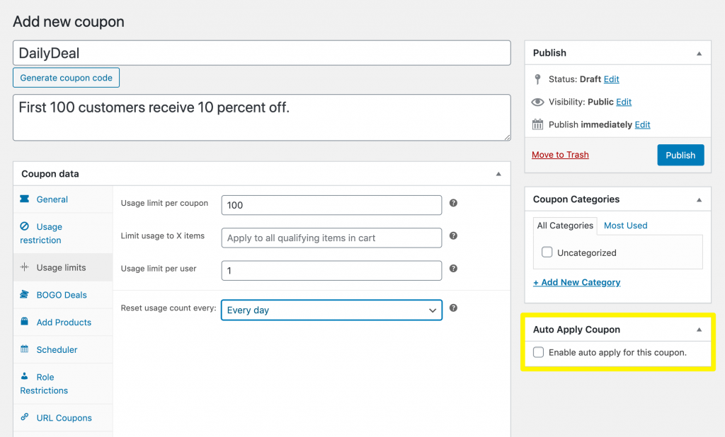 Enabling coupon auto apply.