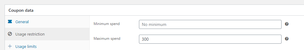 Setting the minimum and maximum spend values.