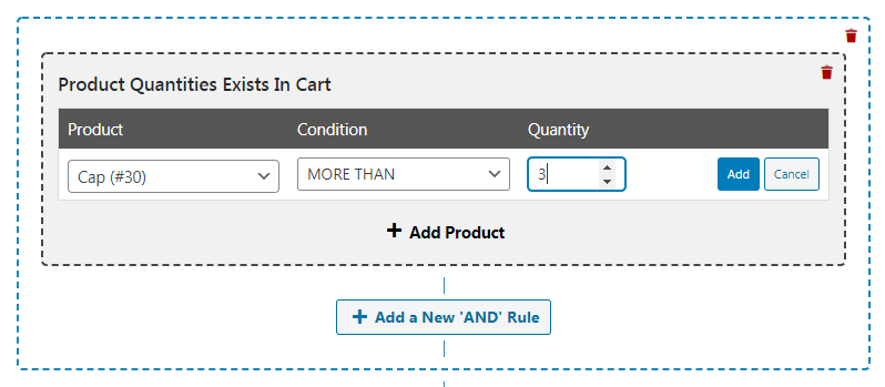 Entering a product quantity.