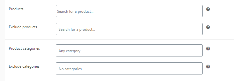 Configuring which categories work with WooCommerce coupons.