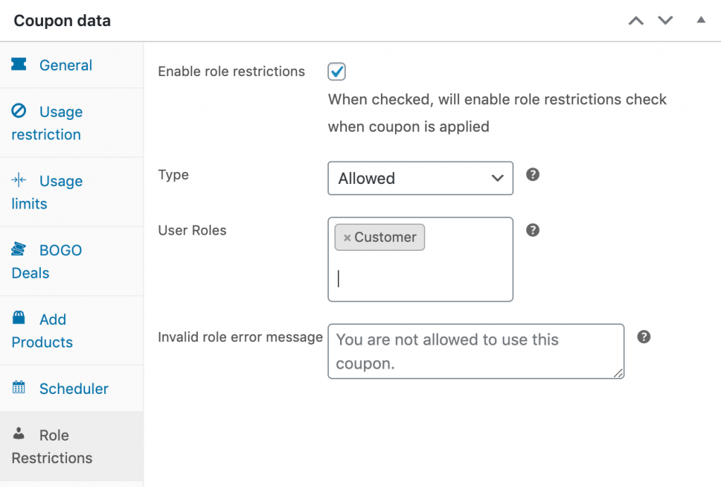 Restricting a WooCommerce next order coupon to customers.