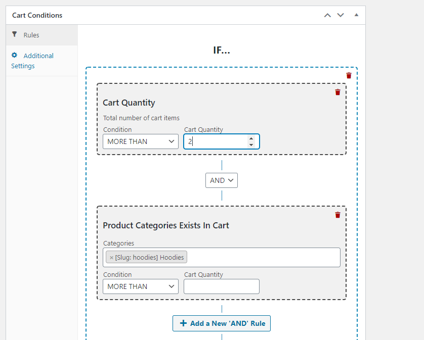 Configuring cart conditions in Advanced Coupons