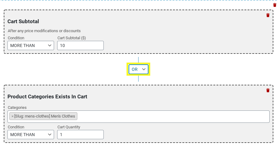 WooCommerce discount rule cart conditions.