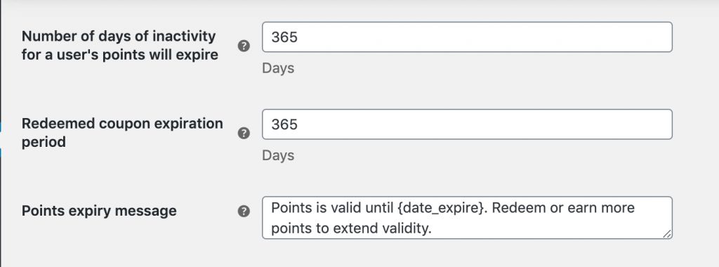 Loyalty points expiration period.