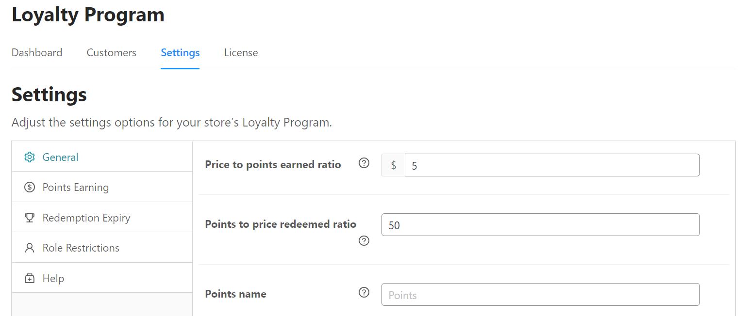 Adjusting the settings for Loyalty Program