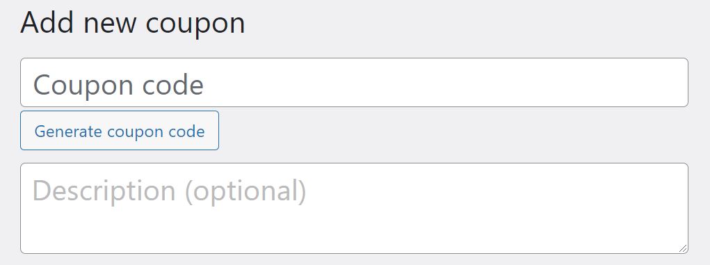The option to enter a coupon code and description.