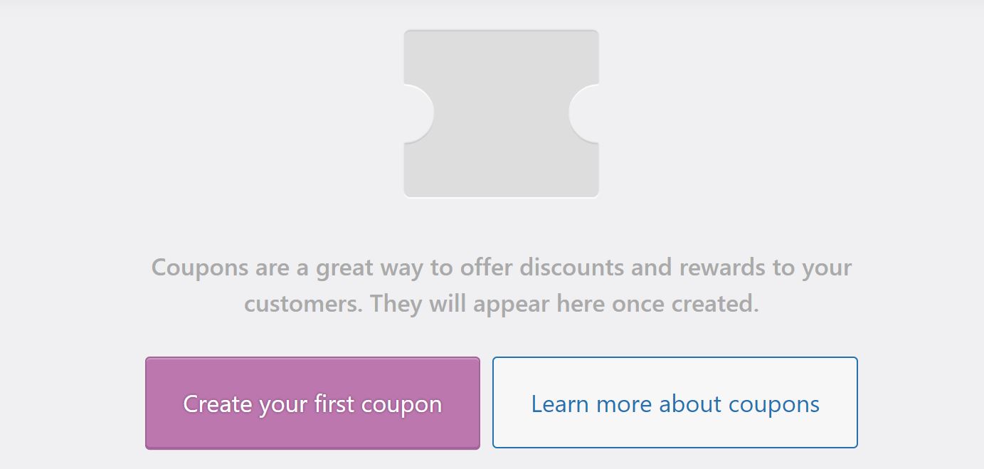 The option to create a new coupon in WooCommerce. 