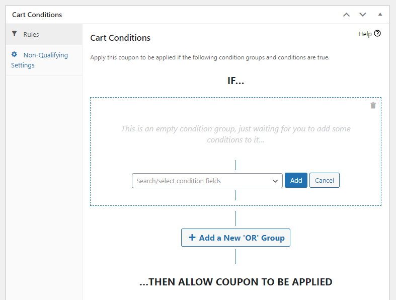 The Advanced Coupons cart conditions system