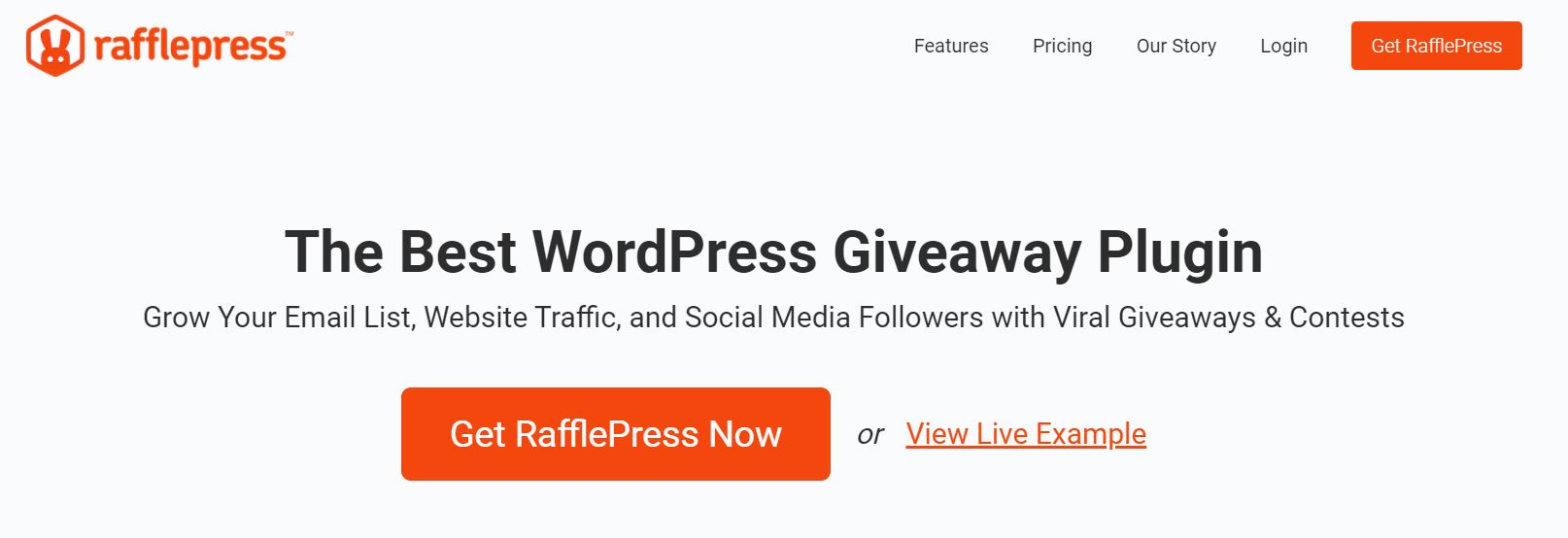 The RafflePress homepage