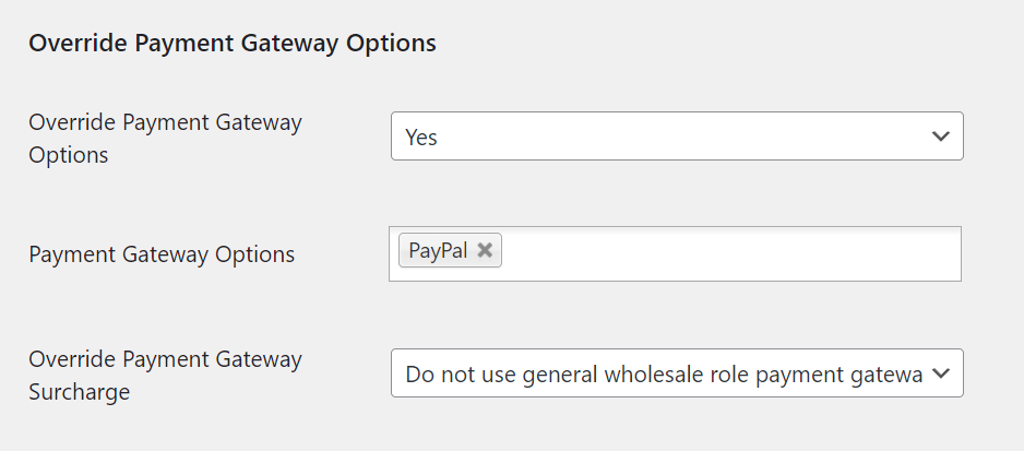 Overriding payment gateway options