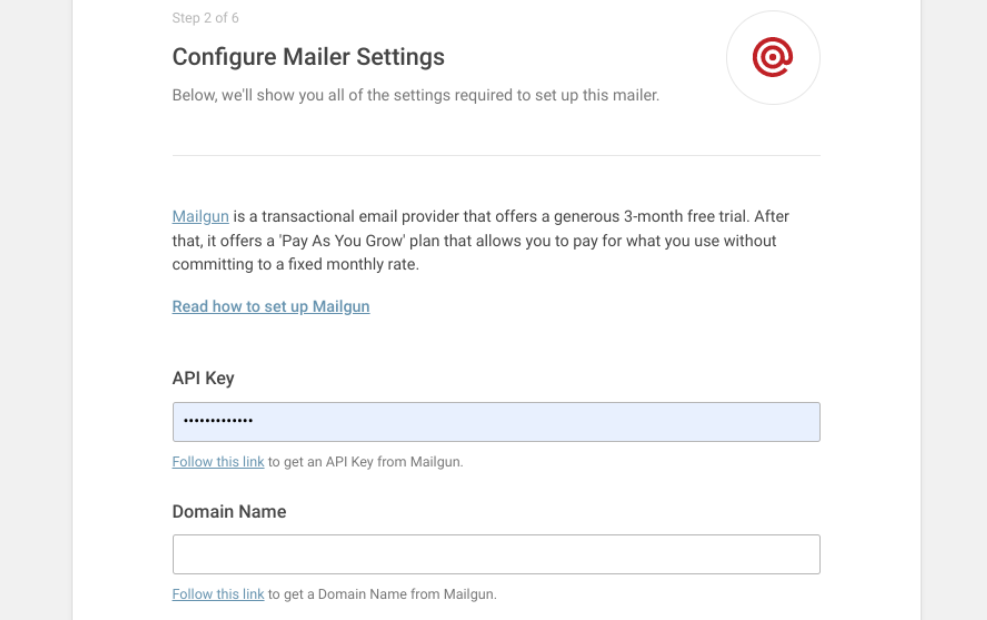 The Configure Mailer settings screen.