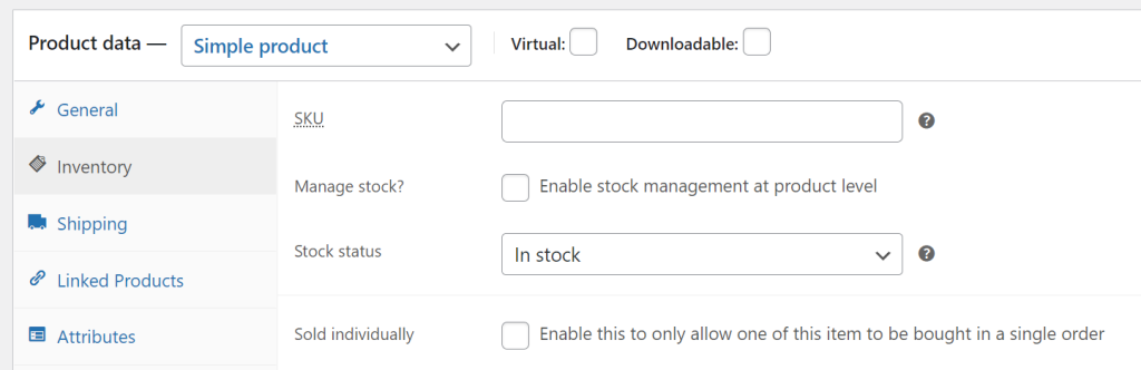 Assigning a product SKU in WooCommerce