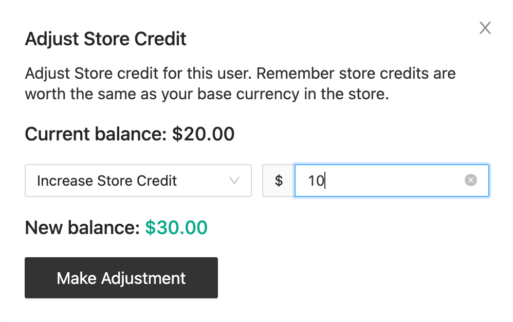 Adjust store credit