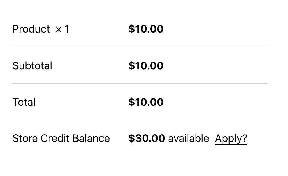 Store credit balance