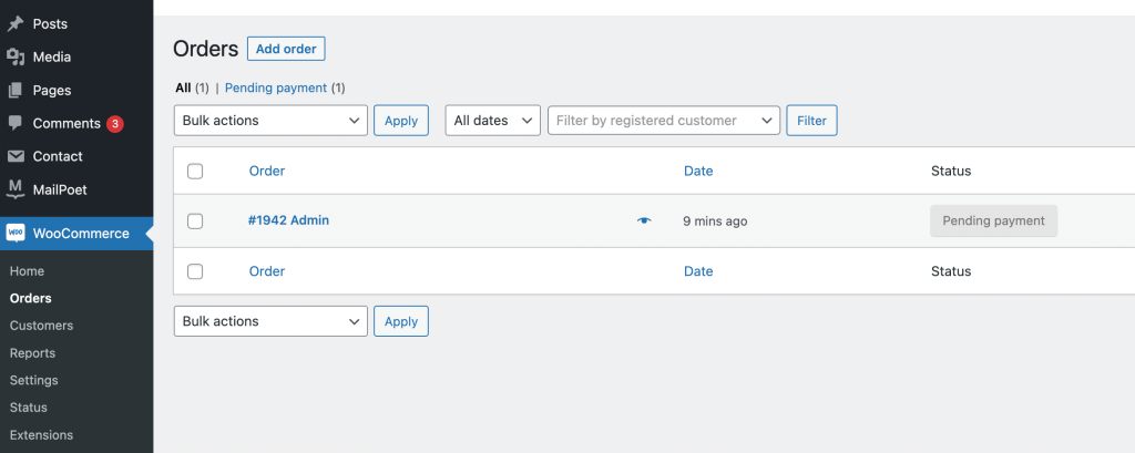 WooCommerce orders