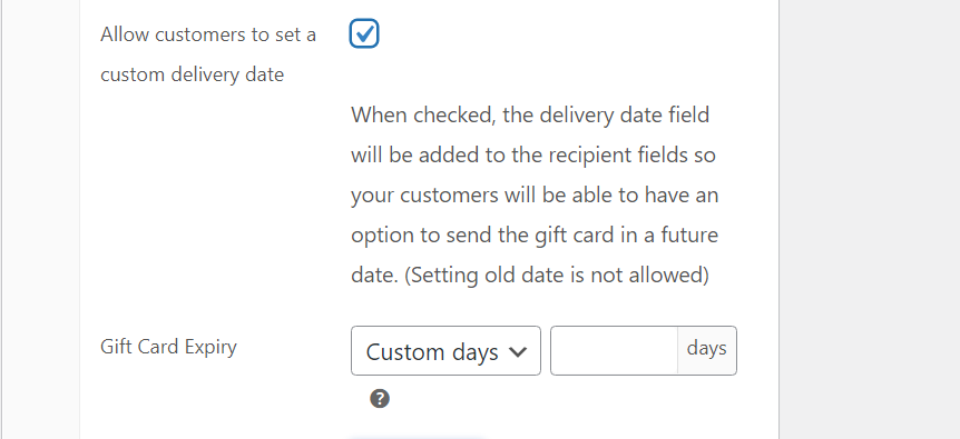 Set custom delivery date for Black Friday gift cards