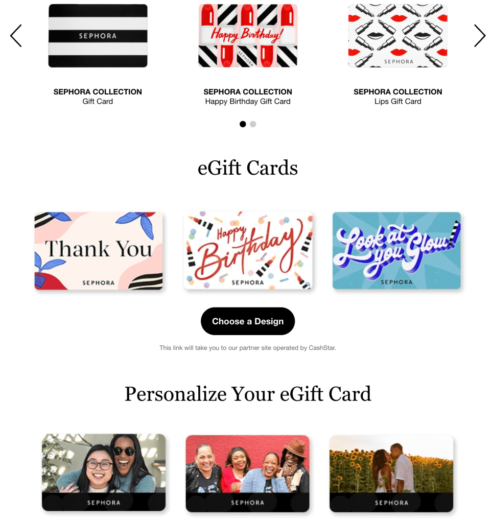 Sephora gift cards