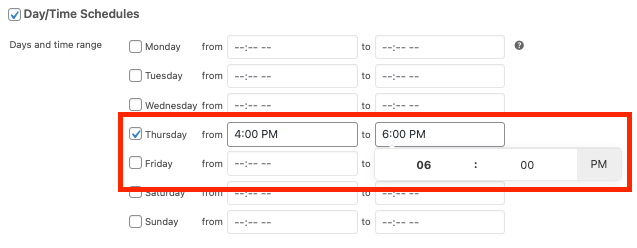 Select the specific time frame