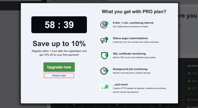 UptimeRobot Upgrade Offer