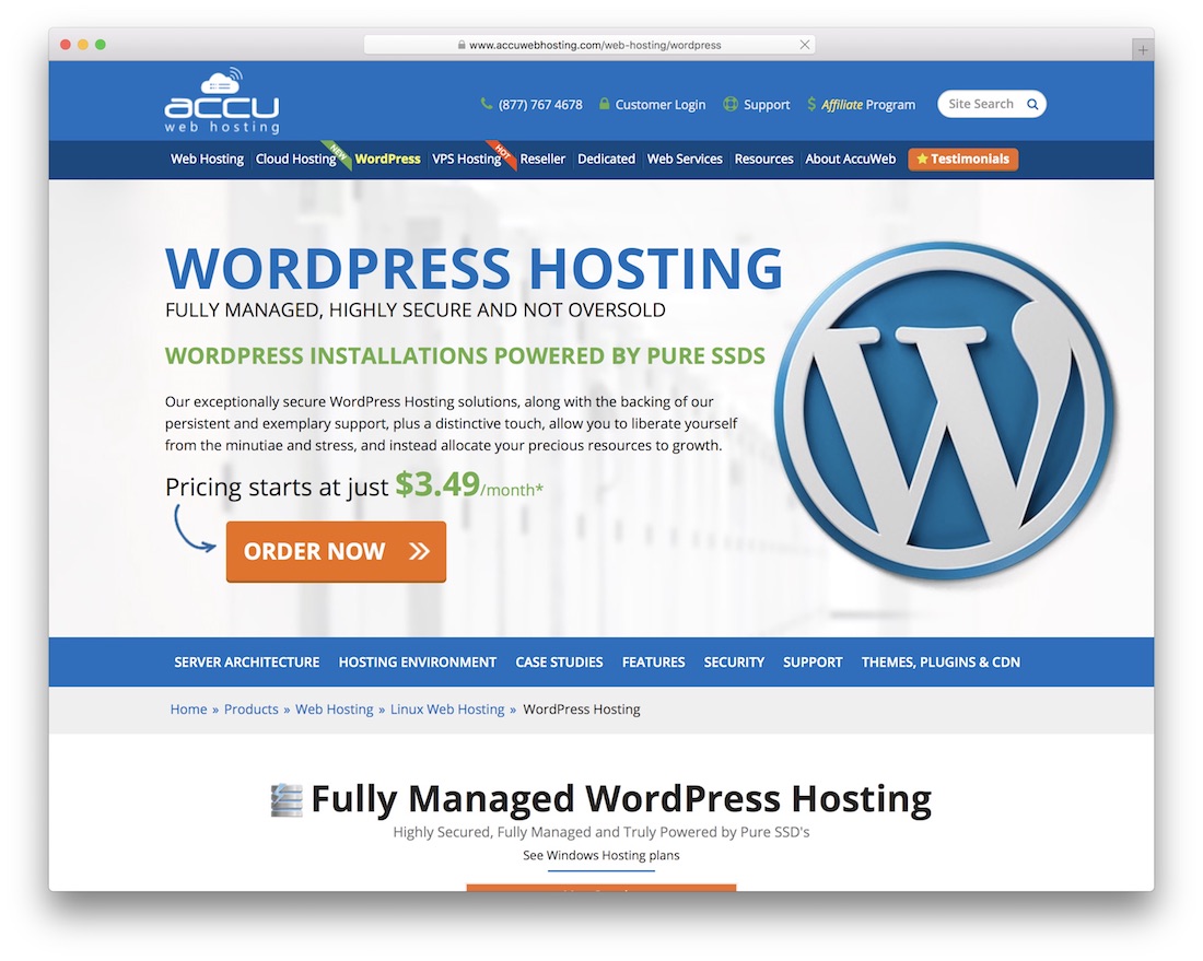 accuwebhosting 便宜的 wordpress 主机