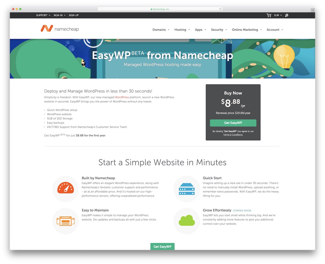 namecheap 便宜的 wordpress 主机