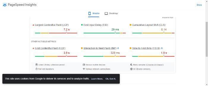 Pagespeed Insight'ın SEO Chrome uzantı aracı.