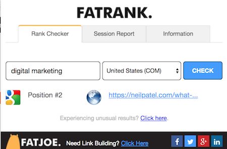 Fatrank'ın SEO Chrome uzantı aracı.