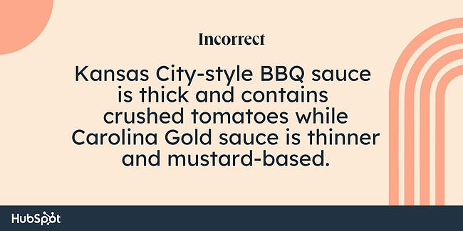 Exemple de reguli de virgulă: sosul BBQ în stil Kansas City este gros și conține roșii zdrobite, în timp ce sosul Carolina Gold este mai subțire și pe bază de muștar.