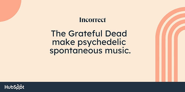 Exemple de reguli de virgulă: The Grateful Dead fac muzică psihedelică spontană.