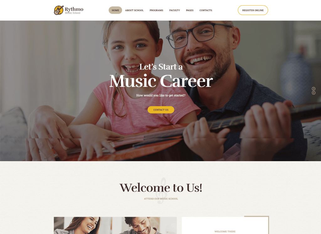 Rythmo - Tema WordPress pentru școala de arte și muzică