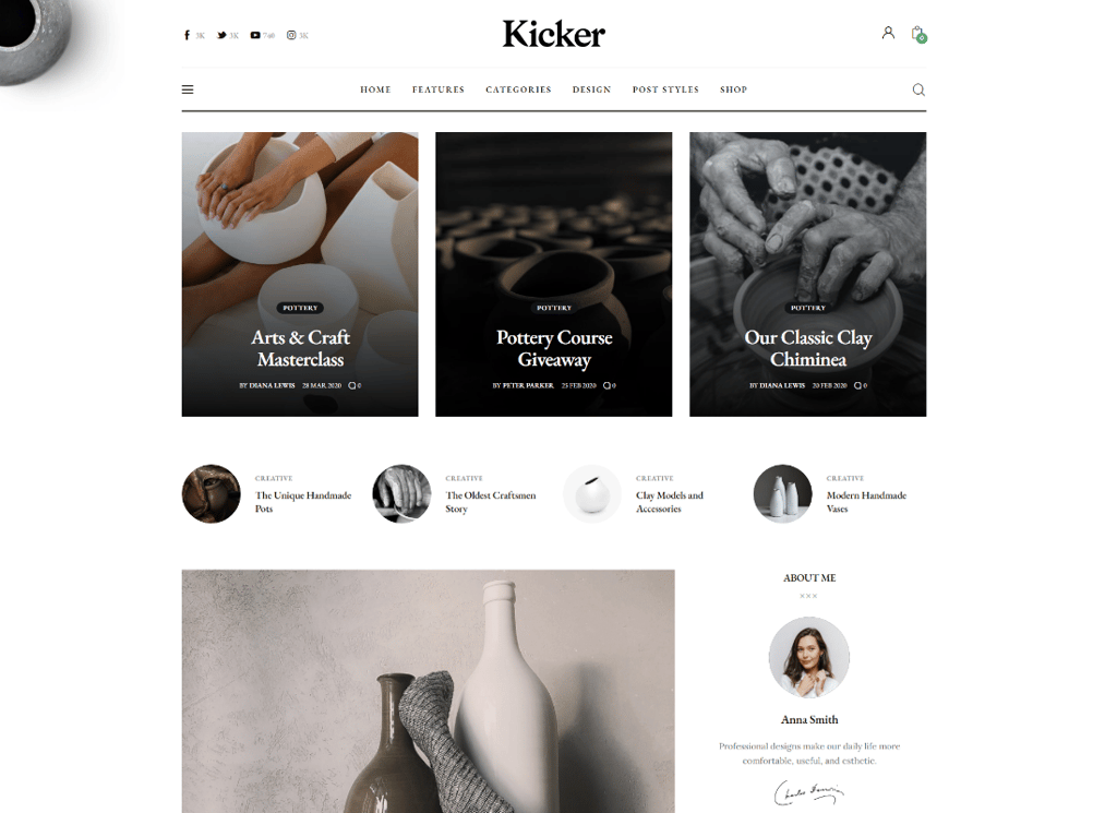 Kicker - Temă WordPress pentru reviste de blog multifuncțional