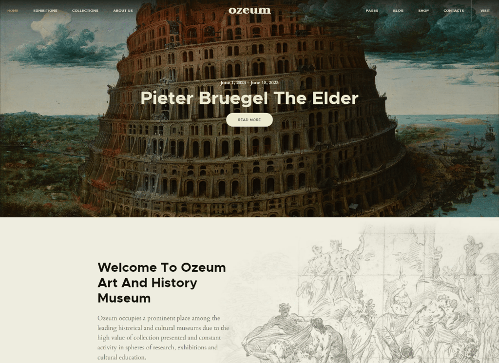 Ozeum - Tema WordPress pentru Galeria de Artă Modernă și Muzeul Online Creativ