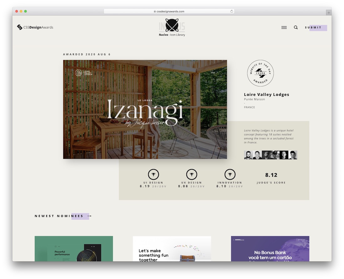 site-ul web de premii cssdesignawards pentru design web