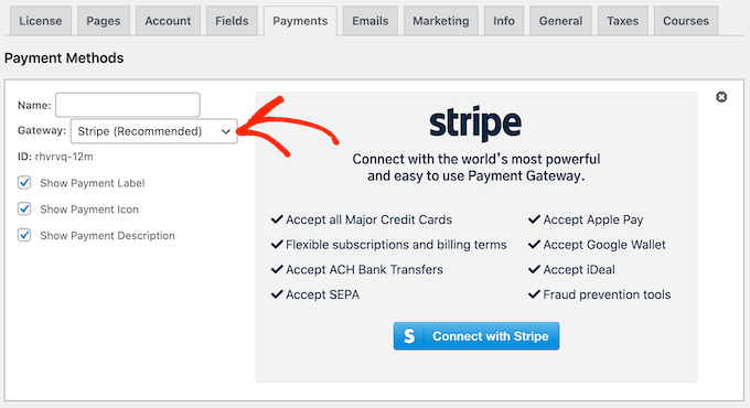 Stripe ödeme ağ geçidini yapılandırma