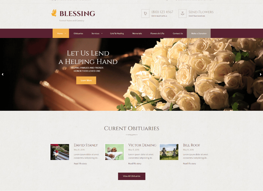 Blessing - Cenaze Evi Hizmetleri ve Kremasyon Salonu WordPress Teması